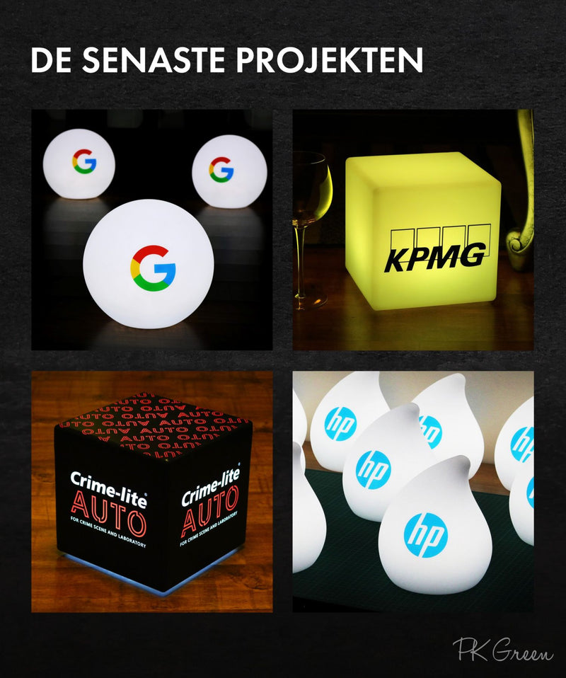 Skräddarsydd LED-ljuslåda i form av en kub med logotyp, flerfärgad fyrkantig, RGB, trådlös upplyst skylt, anpassad ljuslåda för prisutdelning