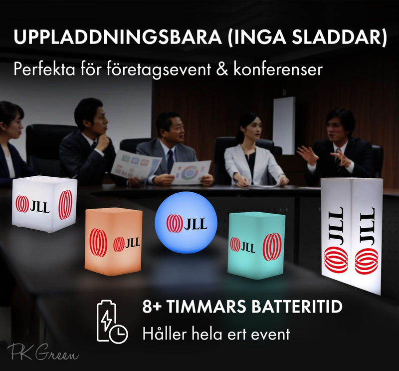 Stor Anpassad LED Ljuslåda med Logotyp, Bakgrundsbelyst Display, Pallmöbel