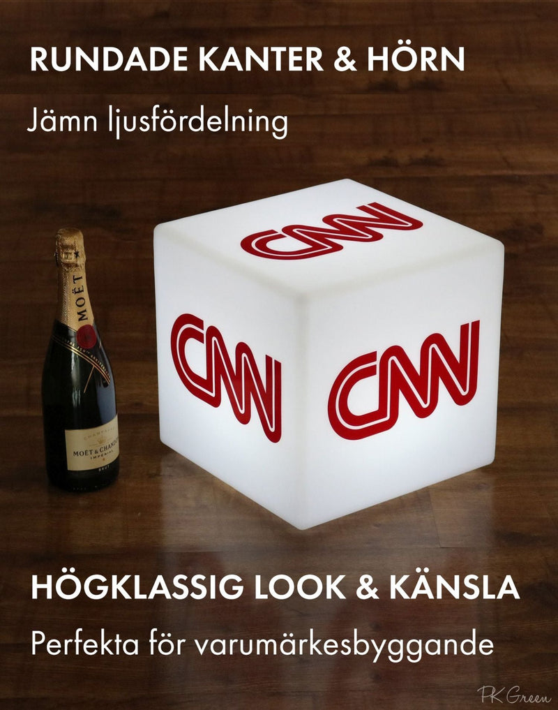 Skräddarsydd LED-ljuslåda i form av en kub med logotyp, flerfärgad fyrkantig, RGB, trådlös upplyst skylt, anpassad ljuslåda för prisutdelning