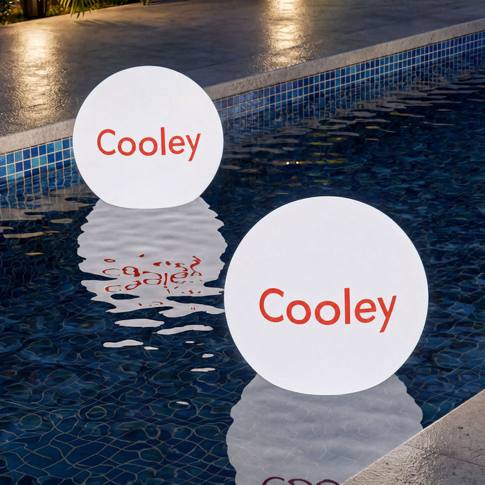Anpassad flytande LED-poollampa med logotyp, märkt upplyst ljusklot, rund lampglob, upplyst flytande poollampa för företagsevent