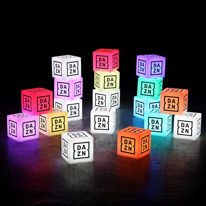 Skräddarsydd LED-ljuslåda i form av en kub med logotyp, flerfärgad fyrkantig, RGB, trådlös upplyst skylt, anpassad ljuslåda för prisutdelning