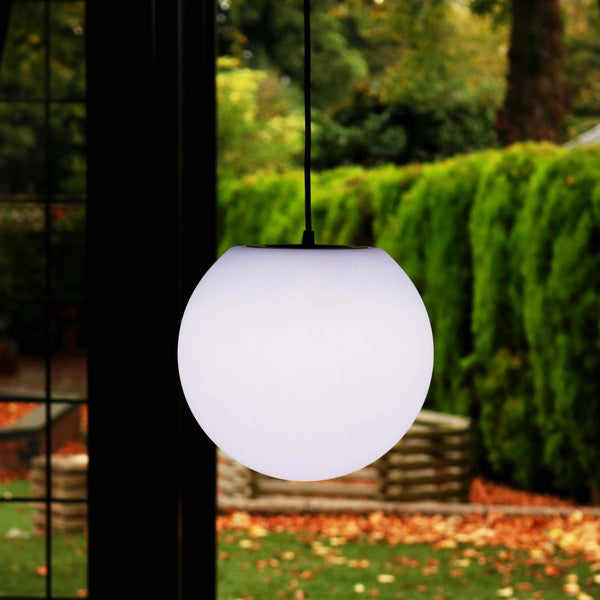 Taklampa, modern hängande, 15cm boll, vit E27 LED