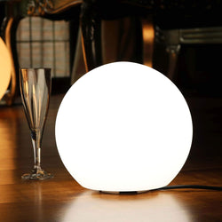 Rund LED bordslampa 25cm, nätström, vit E27 lampa ingår