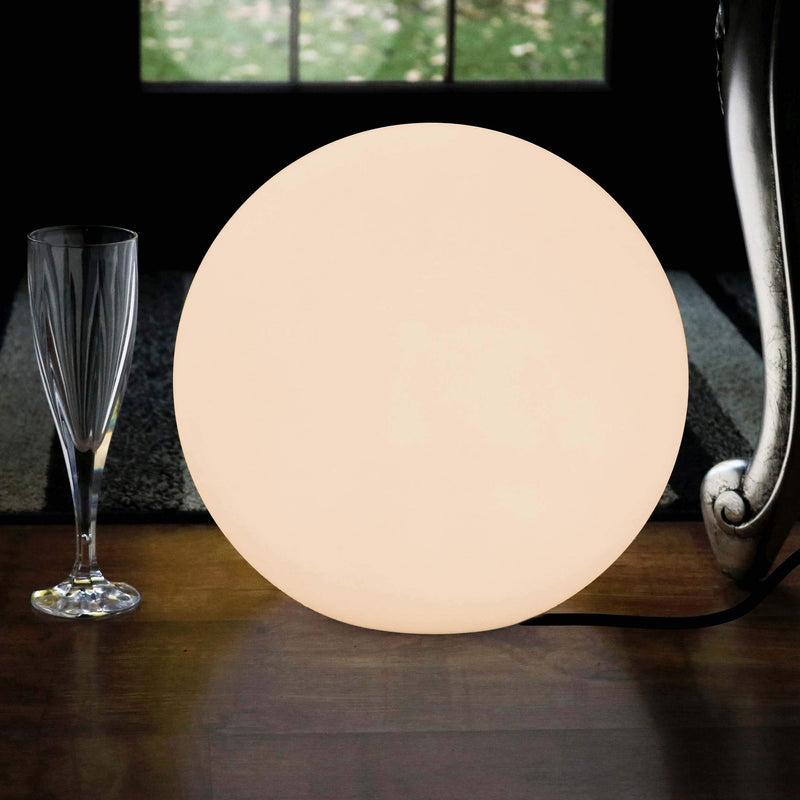 Reglerbar rund bordslampa vardagsrum, 30cm sfär, LED E27 varmvit