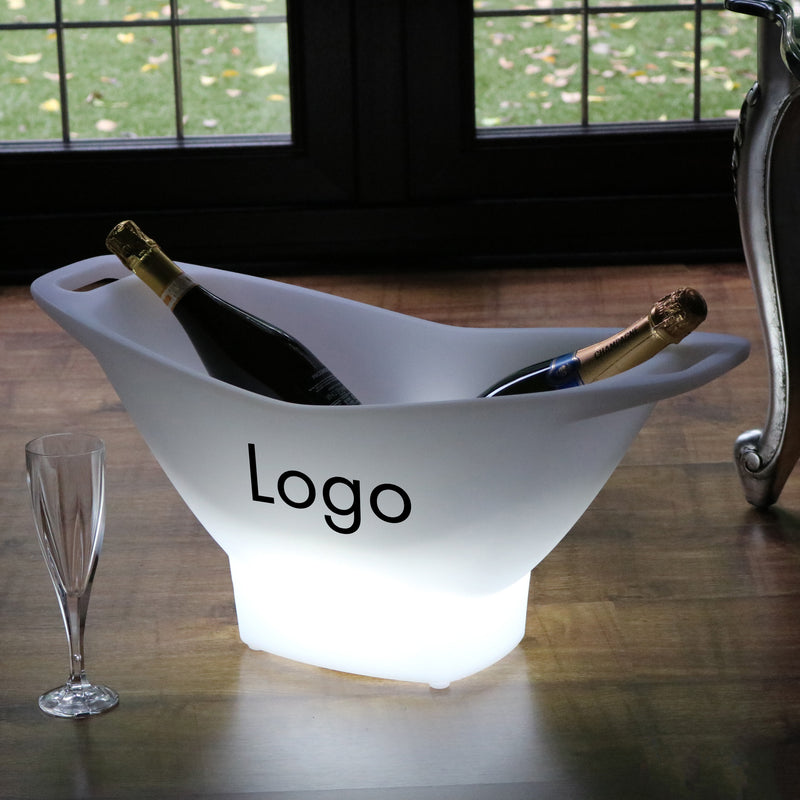 Märkt LED-ishink, champagnehållare, vinkylare med logotyp, upplyst ljuslåda, anpassad bordsdekoration