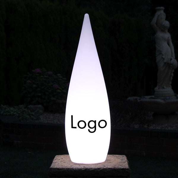 Anpassad droppformad LED-ljuslåda med logotyp, unik fristående skylt för affärsevent, mässa, utställning