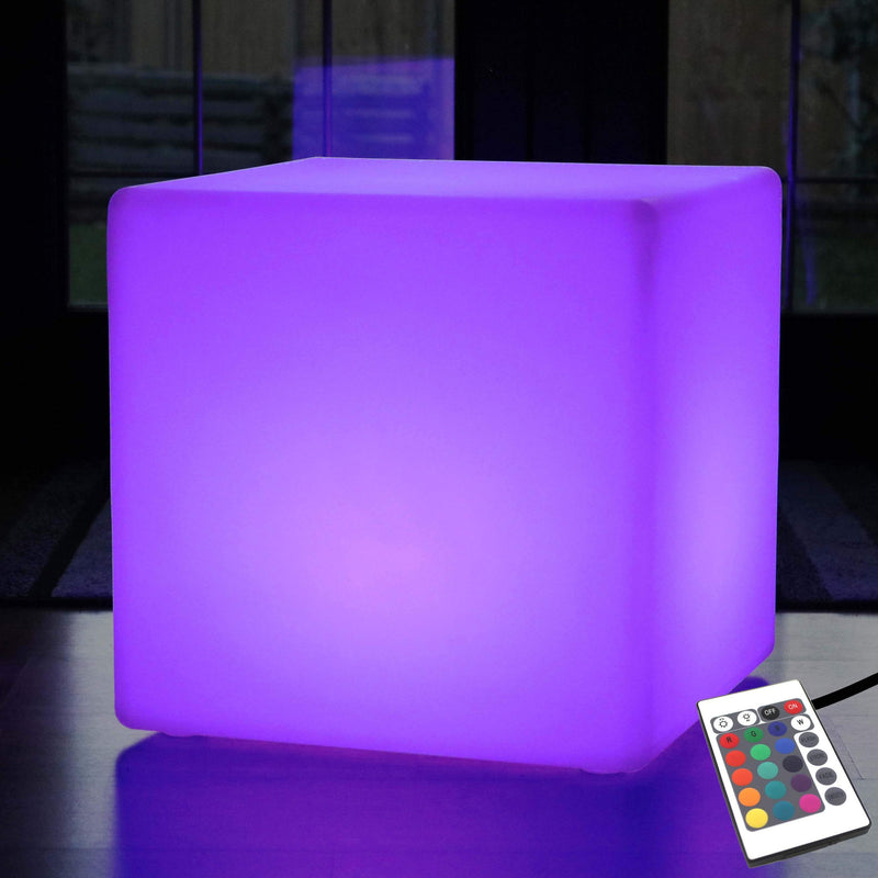 60cm Eldriven LED RGB Kubformad Pall, Stor Flerfärgad Golvlampa