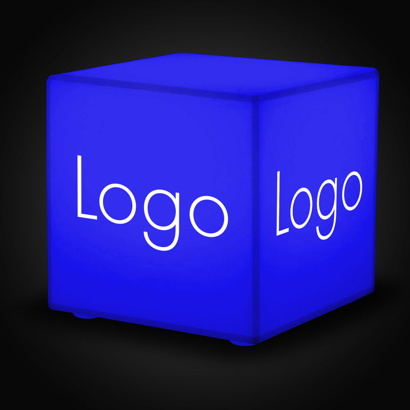 Skräddarsydd LED-ljuslåda i form av en kub med logotyp, flerfärgad fyrkantig, RGB, trådlös upplyst skylt, anpassad ljuslåda för prisutdelning