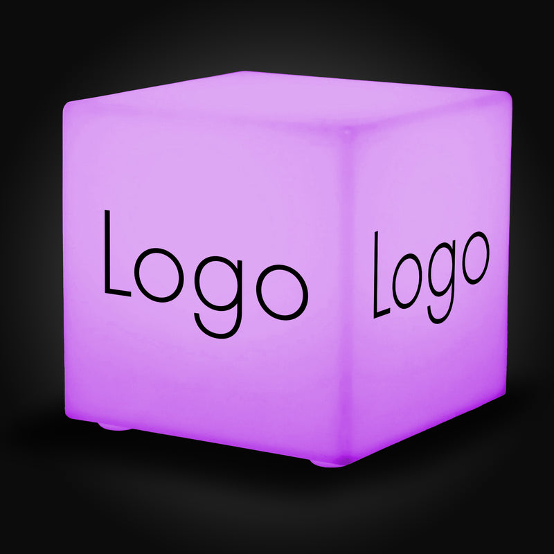 Skräddarsydd LED-ljuslåda i form av en kub med logotyp, flerfärgad fyrkantig, RGB, trådlös upplyst skylt, anpassad ljuslåda för prisutdelning