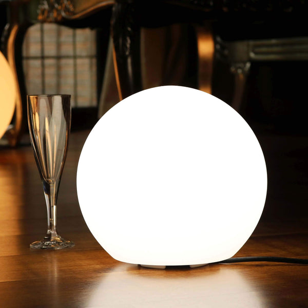 Dimbar bordslampa för vardagsrum, 25cm lysande globe, vit