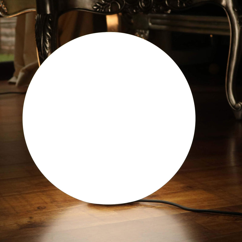 Sänglampa, nätström 30cm LED boll, vit, E27 lampa ingår