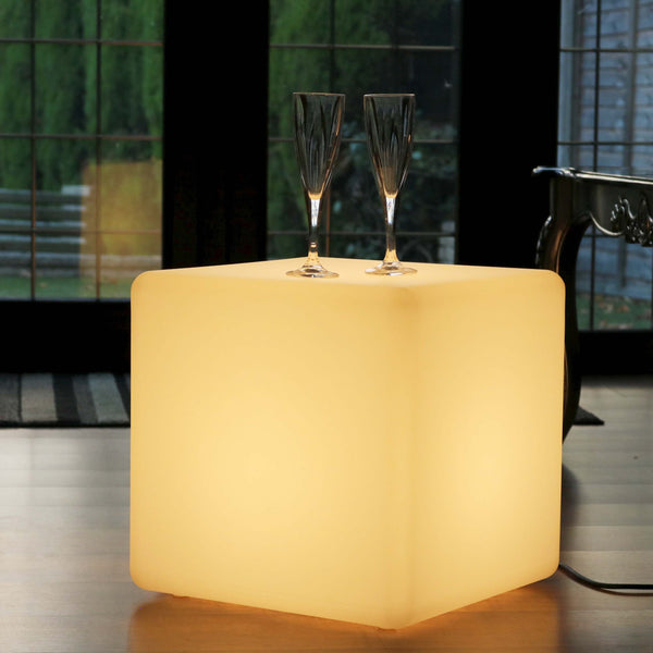 40 cm LED kub pall, nätström, modern E27 golvlampa, varmvit