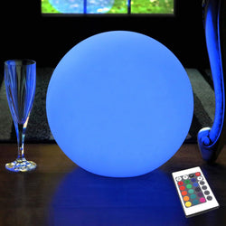 Sladdlös lysande LED sfär, 30cm, RGB flerfärgad bordslampa