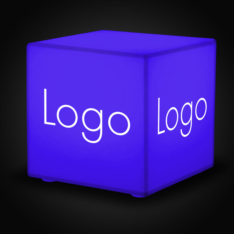Skräddarsydd LED-ljuslåda i form av en kub med logotyp, flerfärgad fyrkantig, RGB, trådlös upplyst skylt, anpassad ljuslåda för prisutdelning