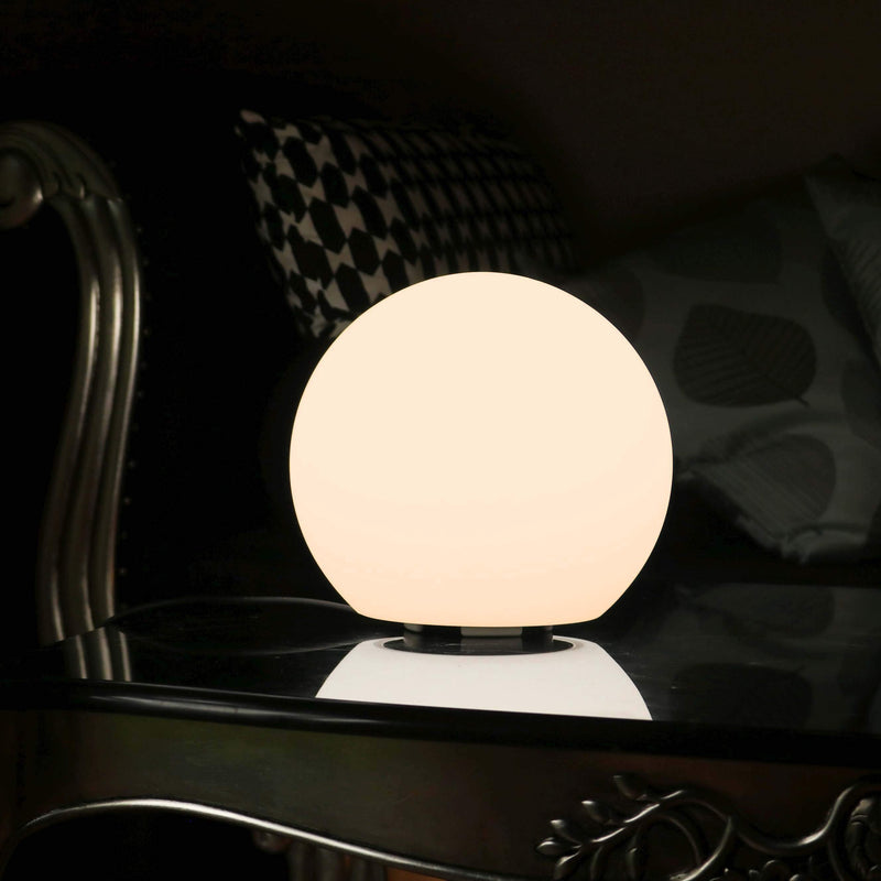 Modern rund sängbordslampa, 20cm boll, varmvitt LED-ljus
