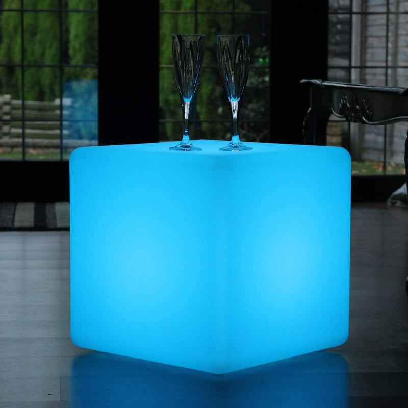 LED kub 40, lysande pall, sladdlös golvlampa vardagsrum