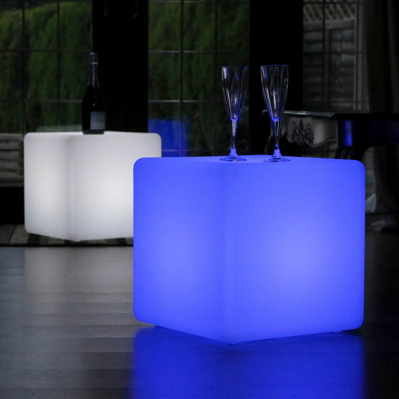 LED kub 40, lysande pall, sladdlös golvlampa vardagsrum