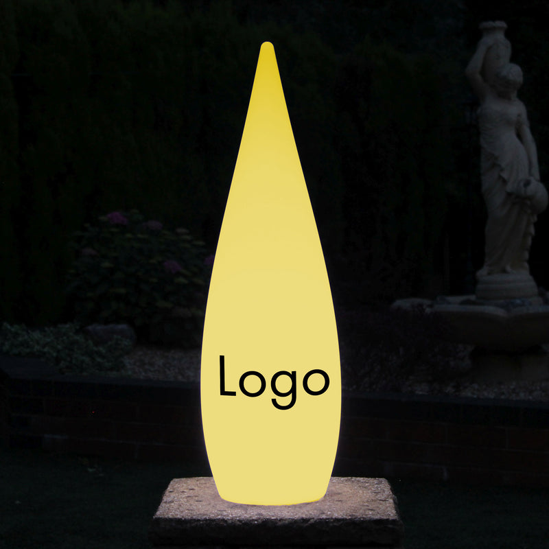 Anpassad droppformad LED-ljuslåda med logotyp, unik fristående skylt för affärsevent, mässa, utställning