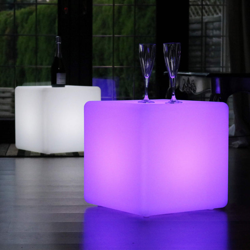 LED kub 40, lysande pall, sladdlös golvlampa vardagsrum