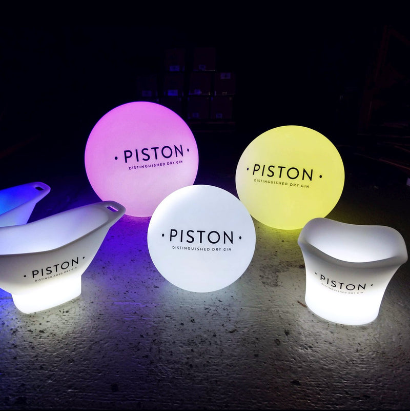 Anpassad bordsdekoration med varumärke, rund sfär, ramlös LED-ljuslåda med logotyp för mässa, företagsevent, prisutdelning