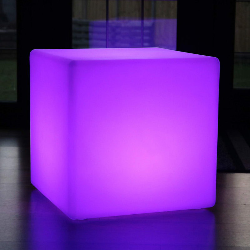 Stor 60cm LED Kubformad Pall, Uppladdningsbar Flerfärgad RGB Golvlampa