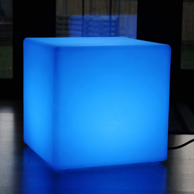 60cm Eldriven LED RGB Kubformad Pall, Stor Flerfärgad Golvlampa