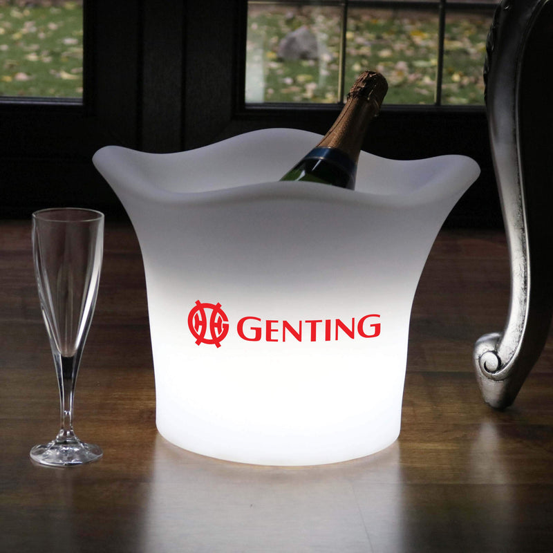 Personlig LED Ishink, Upplyst Champagne- el. Vinkylare med Eget Tryck av Logotyp