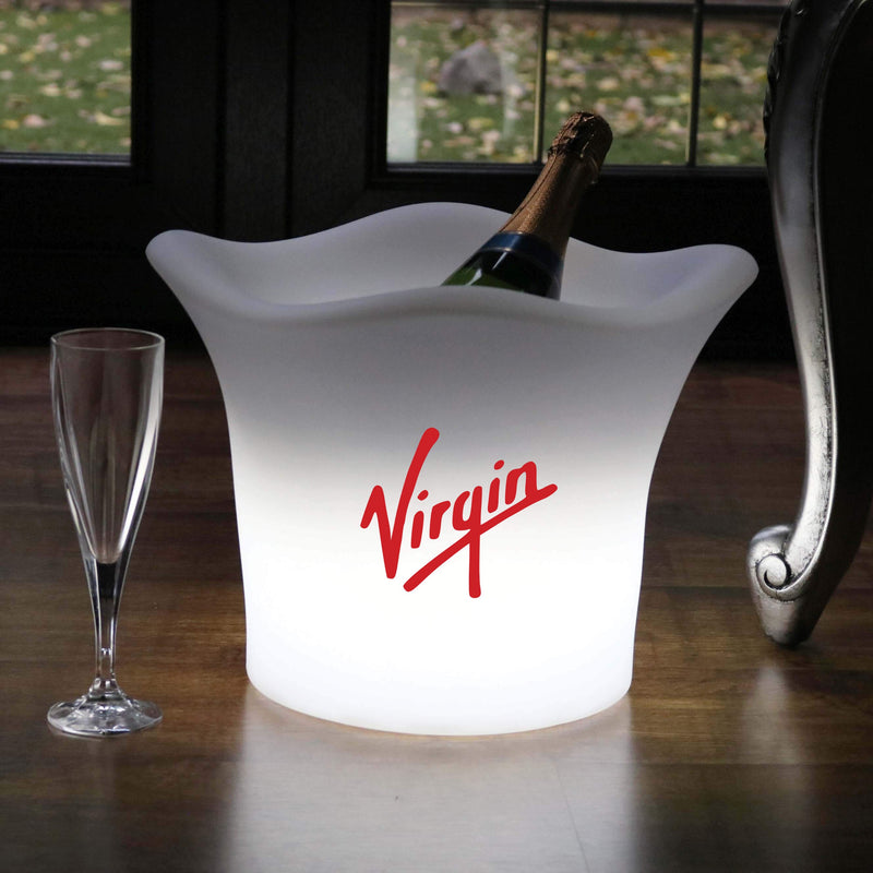 Personlig LED Ishink, Upplyst Champagne- el. Vinkylare med Eget Tryck av Logotyp