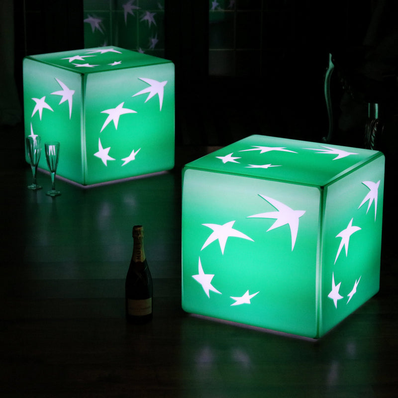 Märkespall med LED, Personlig Displayskylt, Uppladdningsbar Kubformad Ljuslåda, 40cm