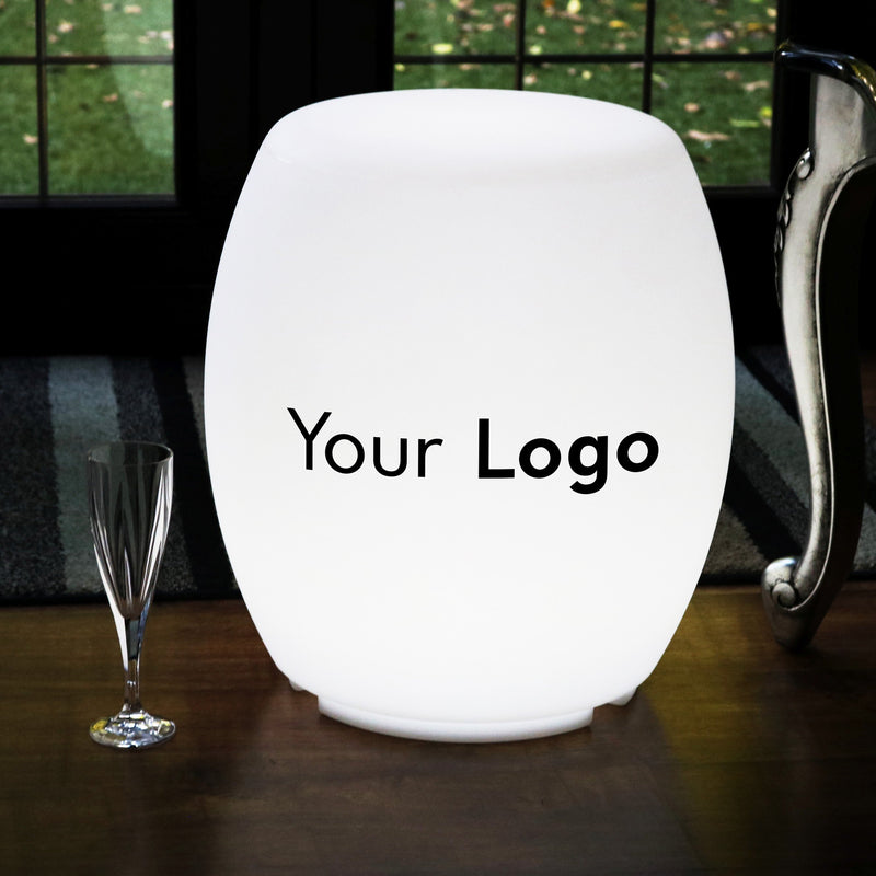 Personlig LED Pallmöbel, Golvlampa med Tryck, Bakgrundsbelyst Ljuslåda med Logotyp